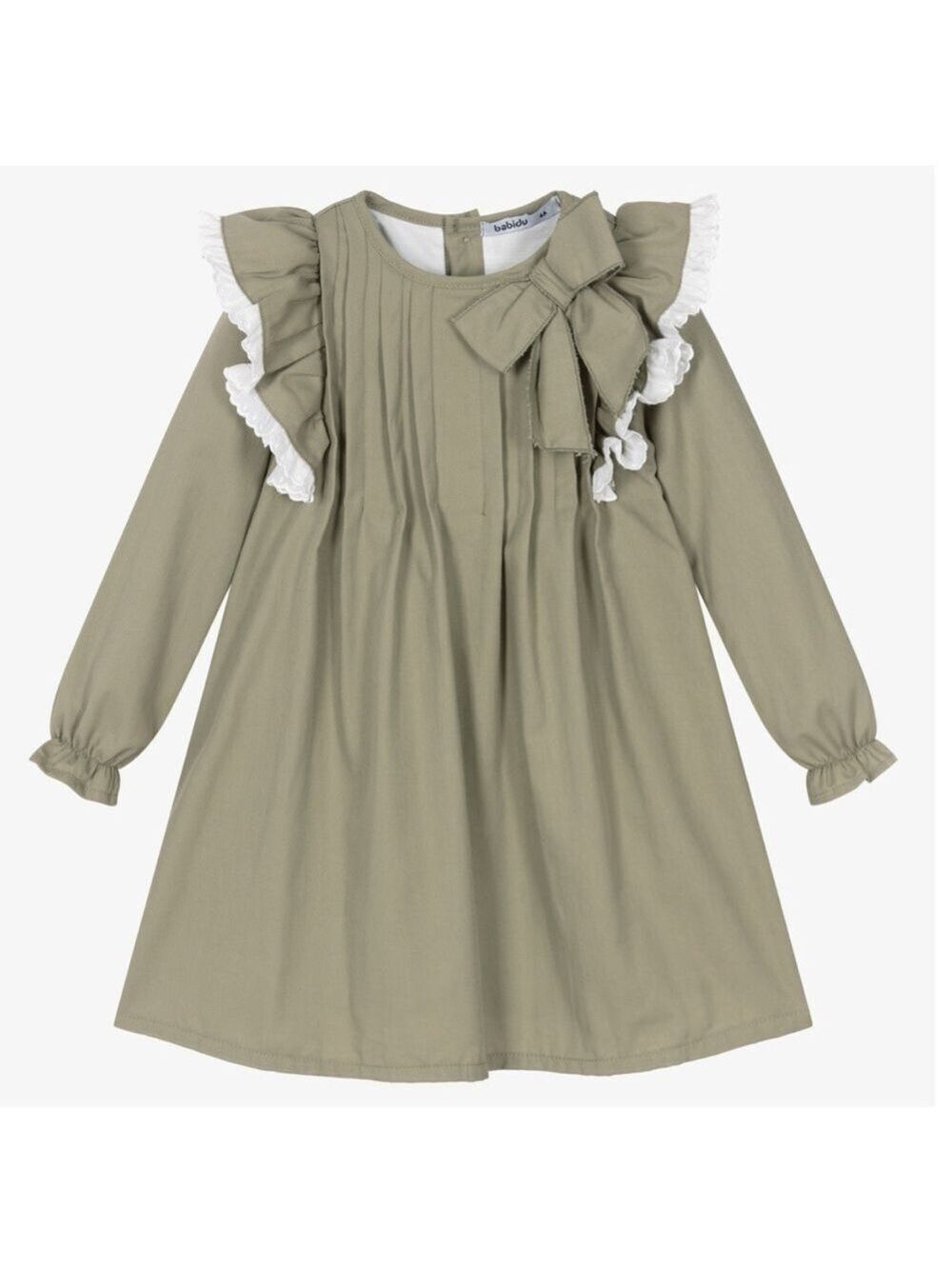 GIRLS Green Bow & Ruffle Dress